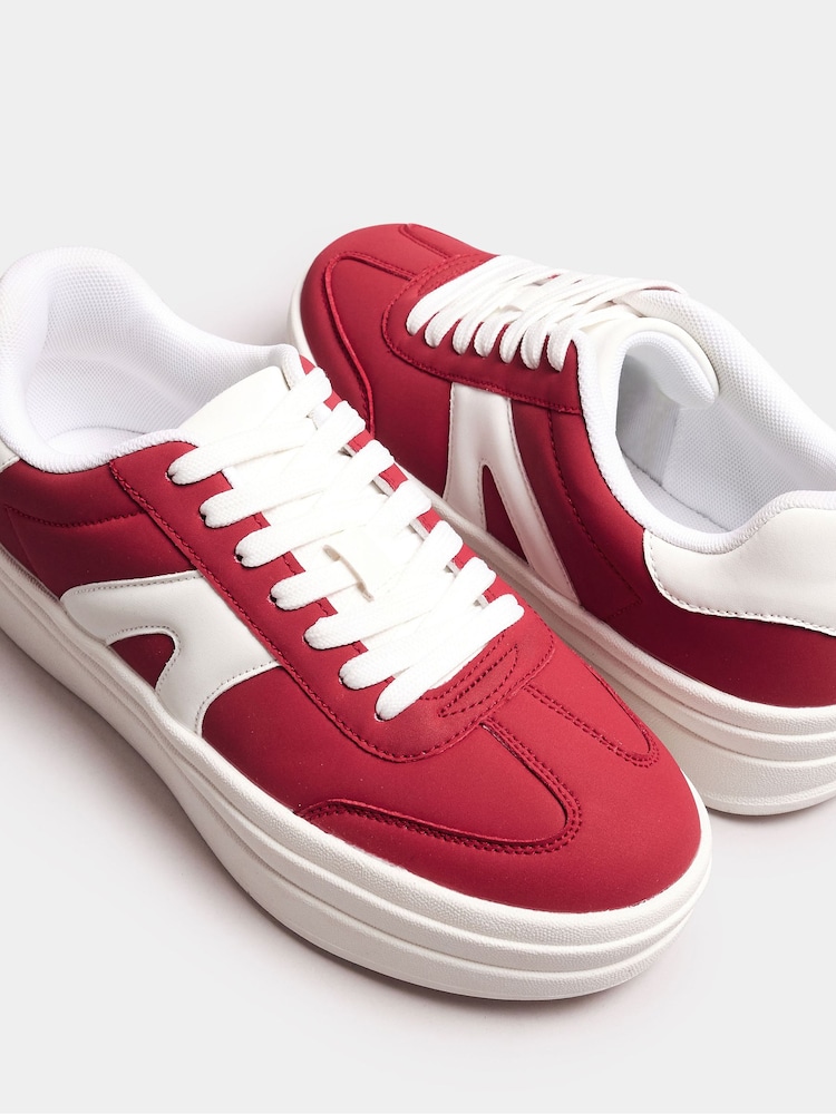 Yours Curve Red Wide Fit Retro Platform Trainers - Image 5 of 5