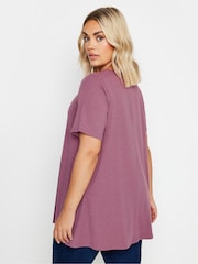 Yours Curve Pink Ribbed T-Shirt - Image 3 of 4