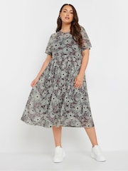 Yours Curve Black Mesh Throw On Dress - Image 1 of 5