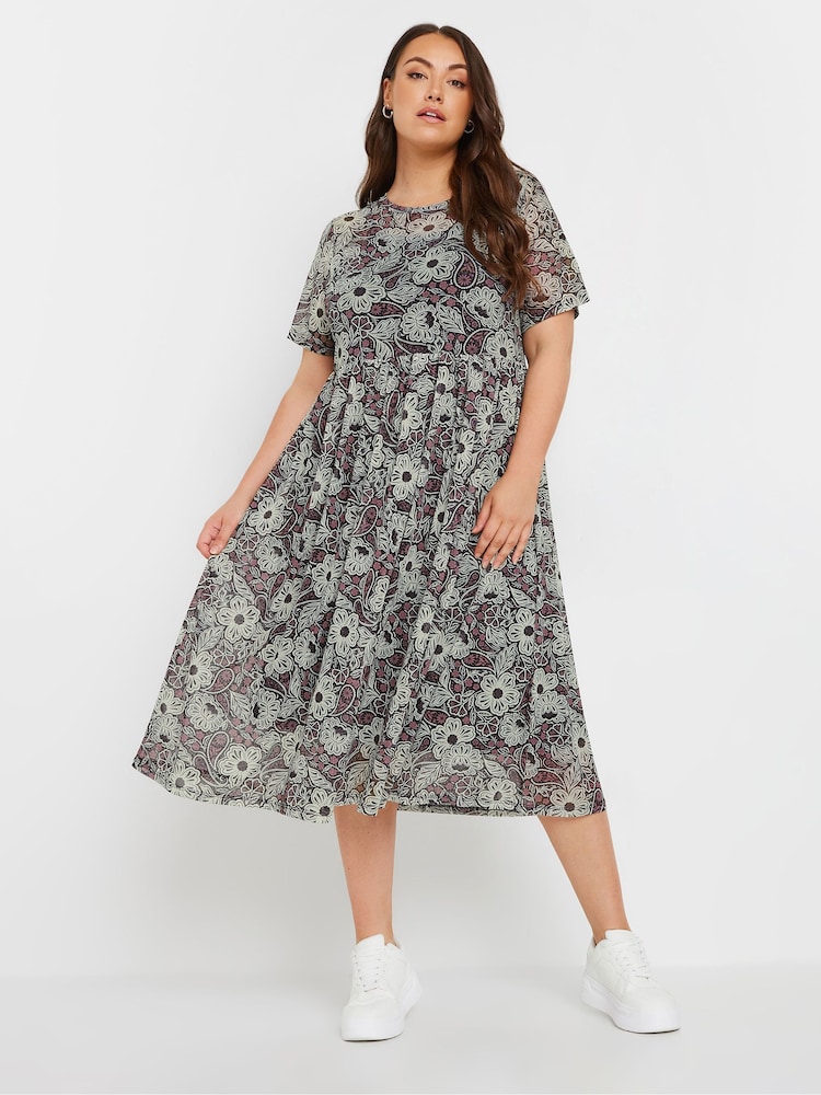 Yours Curve Black Mesh Throw On Dress - Image 1 of 5