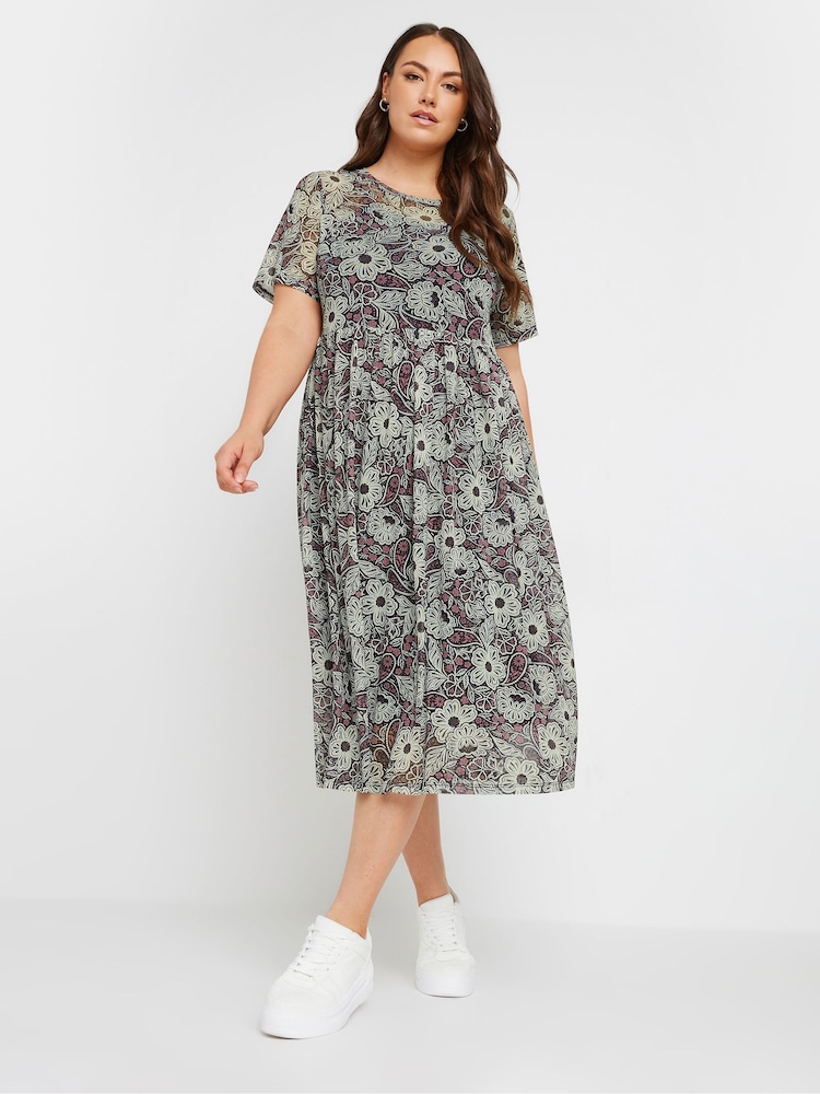 Yours Curve Black Mesh Throw On Dress - Image 2 of 5