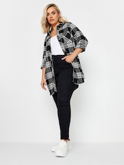 Yours Curve Black Boyfriend Brushed Check 100% Cotton Shirt - Image 3 of 6