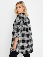Yours Curve Black Boyfriend Brushed Check 100% Cotton Shirt - Image 4 of 6