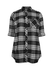 Yours Curve Black Boyfriend Brushed Check 100% Cotton Shirt - Image 6 of 6