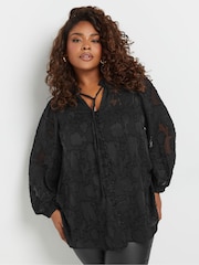 Yours Curve Coupe Bluse mit geschnürtem Ausschnitt - Bild 1 von 5