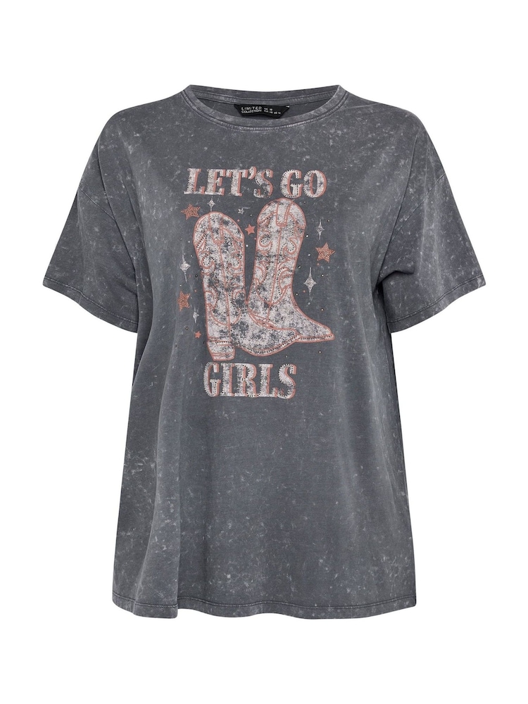 Yours Curve Black Limited Relaxed Drop Shoulder 100% Cotton T-Shirt - Image 6 of 6