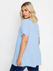 Yours Curve Blue Ribbed T-Shirt - Image 3 of 4