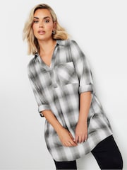Yours Curve Black Overhead Checked Shirt - Image 2 of 6