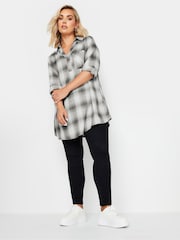 Yours Curve Black Overhead Checked Shirt - Image 3 of 6