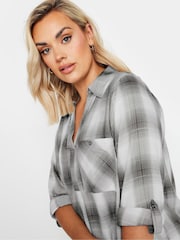 Yours Curve Black Overhead Checked Shirt - Image 5 of 6
