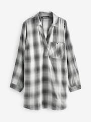 Yours Curve Black Overhead Checked Shirt - Image 6 of 6
