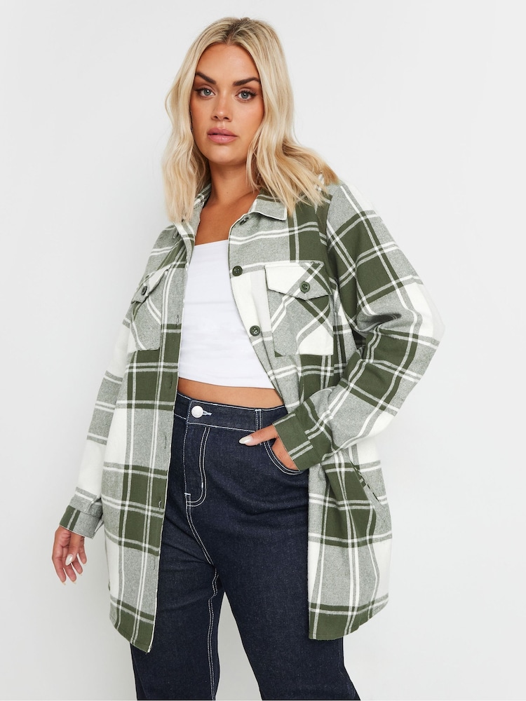 Yours Curve Checked 100% Cotton Shacket - Изображение 1 из 5