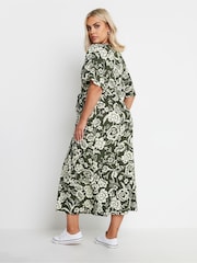 Yours Curve Green Wrap Angel Sleeve Texture Dress - Image 3 of 5
