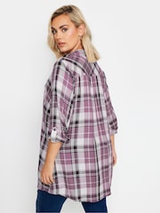 Yours Curve Purple Overhead Checked Shirt - Image 4 of 5