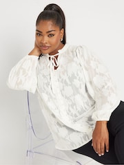 Yours Curve Pink Coupe Tie Neck Blouse - Image 1 of 4