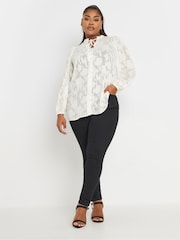 Yours Curve Pink Coupe Tie Neck Blouse - Image 2 of 4