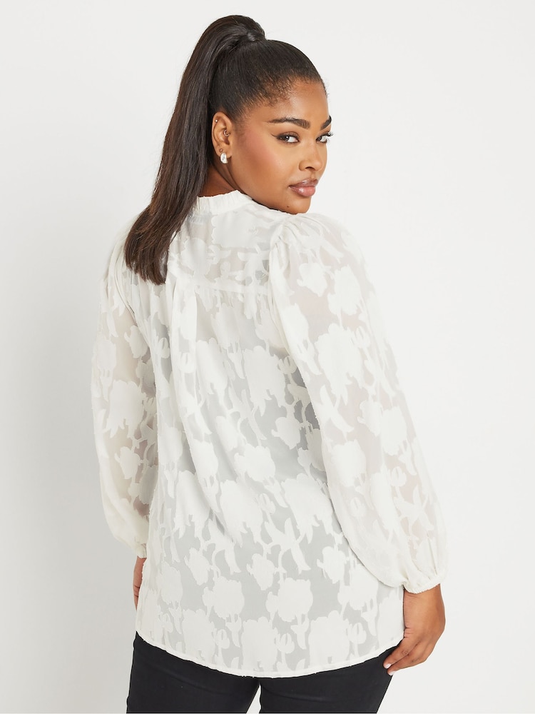 Yours Curve Pink Coupe Tie Neck Blouse - Image 3 of 4
