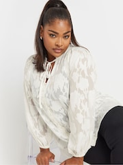 Yours Curve Pink Coupe Tie Neck Blouse - Image 4 of 4