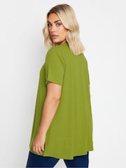 Yours Curve Green Ribbed T-Shirt - Image 3 of 4