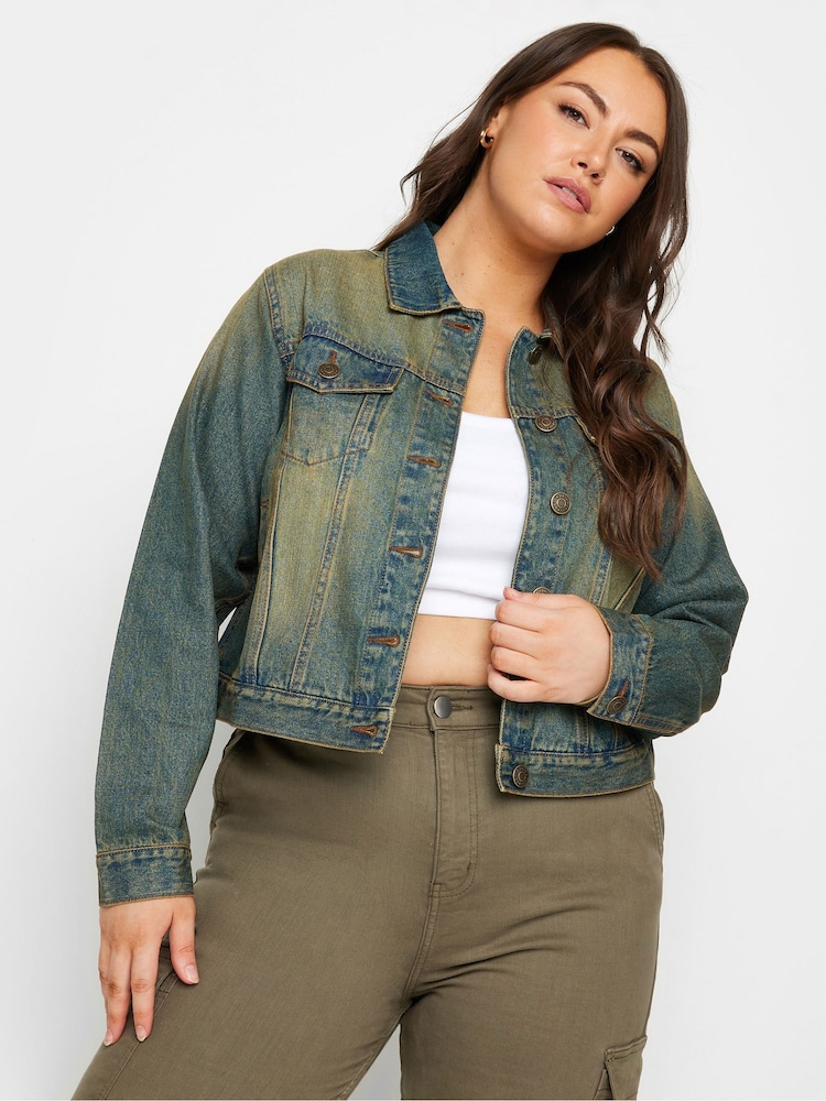 Yours Curve Blue Classic Denim 100% Cotton Jacket - Image 1 of 5