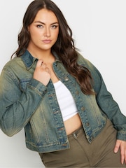 Yours Curve Blue Classic Denim 100% Cotton Jacket - Image 4 of 5