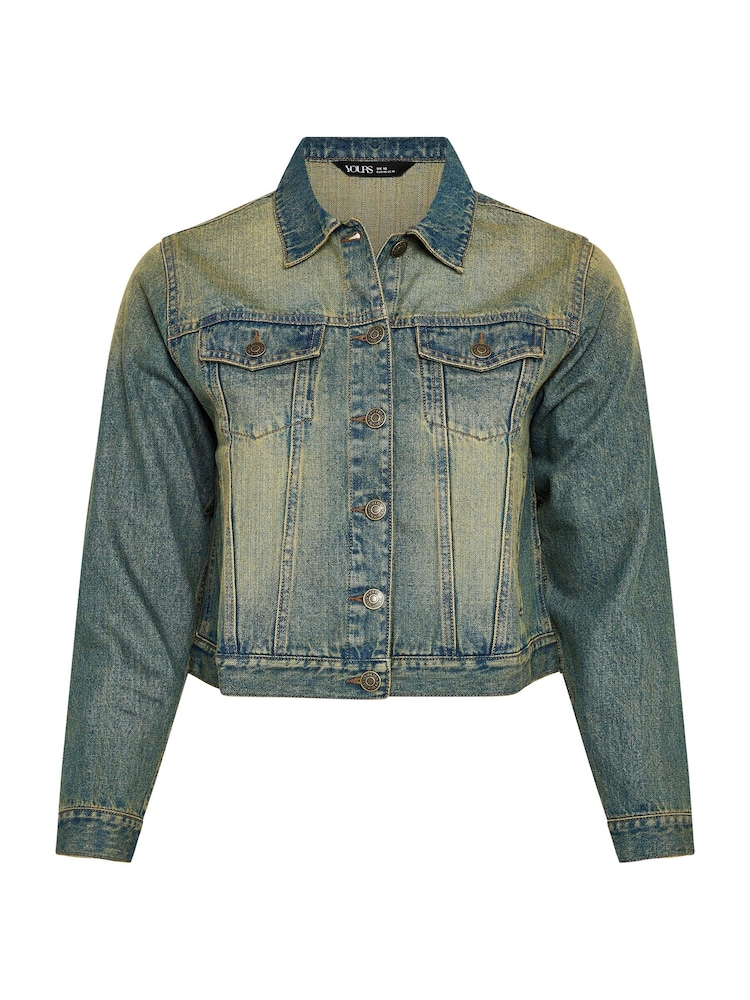 Yours Curve Blue Classic Denim 100% Cotton Jacket - Image 5 of 5