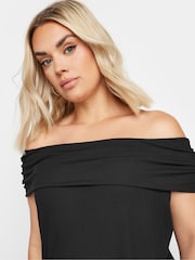 Yours Curve Black Limited Deep Fold Bardot Top - Image 4 of 5
