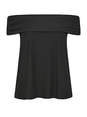 Yours Curve Black Limited Deep Fold Bardot Top - Image 5 of 5