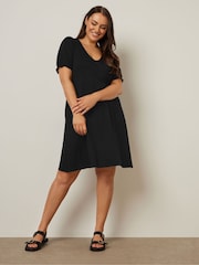 Yours Curve Black Puff Sleeve Day Dress - Image 11 of 11