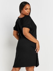 Yours Curve Black Puff Sleeve Day Dress - Image 3 of 5