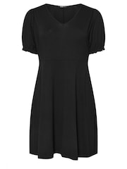 Yours Curve Black Puff Sleeve Day Dress - Image 5 of 5