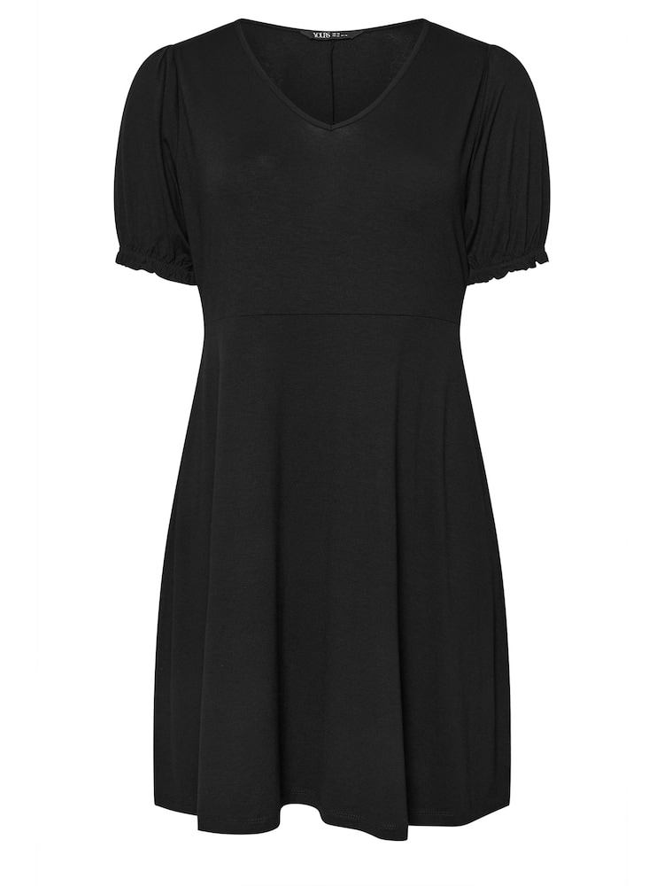 Yours Curve Black Puff Sleeve Day Dress - Image 5 of 5