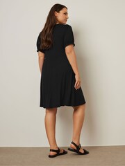 Yours Curve Black Puff Sleeve Day Dress - Image 8 of 11