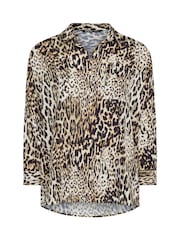 Yours Curve Natural All-Over Print Shirt - Image 7 of 7
