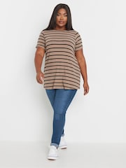 Yours Curve Brown Ribbed T-Shirt - Image 2 of 4