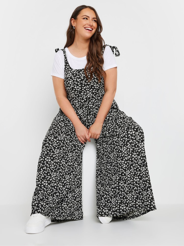 Yours Curve Black Textured Jersey Jumpsuit - Image 2 of 5