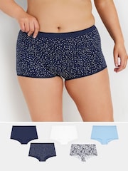 Yours Curve Blue Shorts 5 Pack - Image 1 of 8
