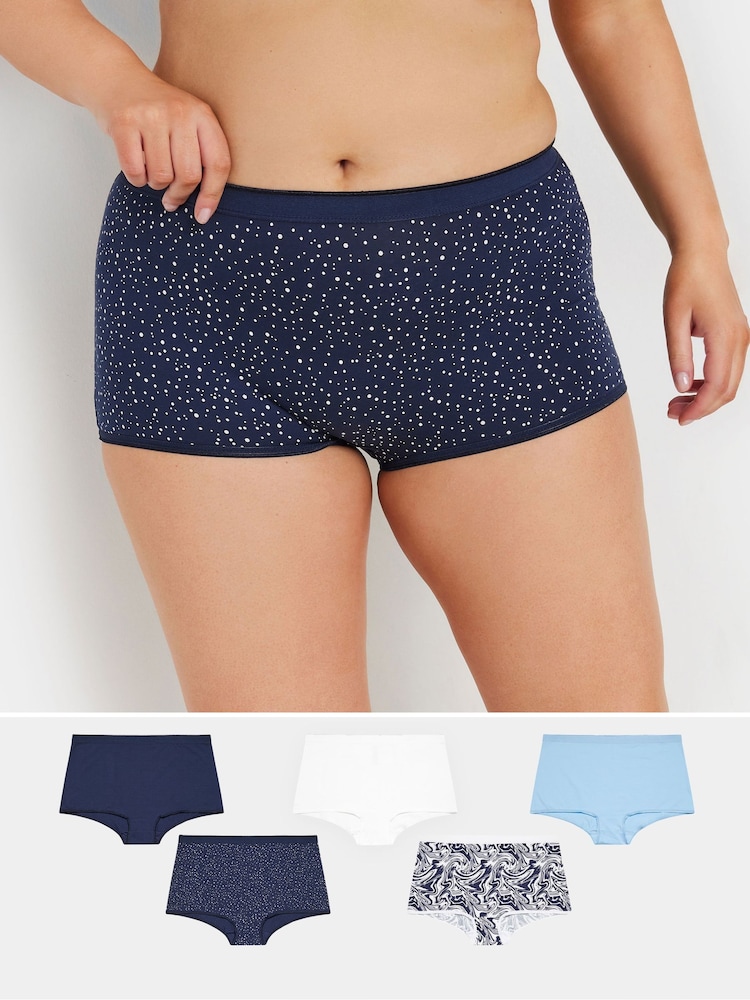 Yours Curve Blue Shorts 5 Pack - Image 1 of 8