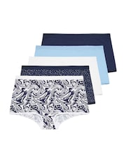 Yours Curve Blue Shorts 5 Pack - Image 4 of 8