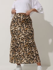 Yours Curve Brown Limited Collection Leopard Print Maxi Skirt - Image 1 of 7