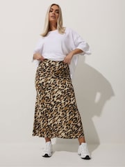 Yours Curve Brown Limited Collection Leopard Print Maxi Skirt - Image 2 of 7