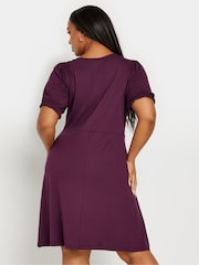 Yours Curve Red Puff Sleeve Day Dress - Image 4 of 6