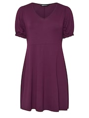 Yours Curve Red Puff Sleeve Day Dress - Image 6 of 6