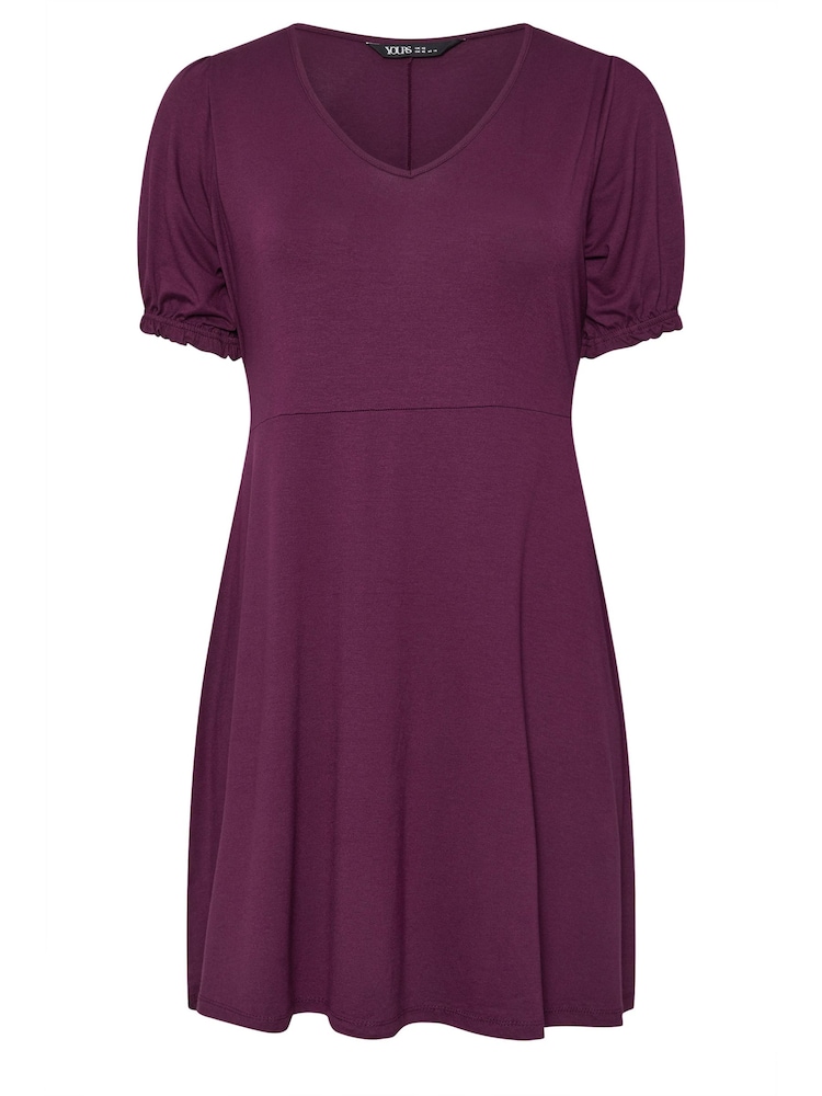 Yours Curve Red Puff Sleeve Day Dress - Image 6 of 6