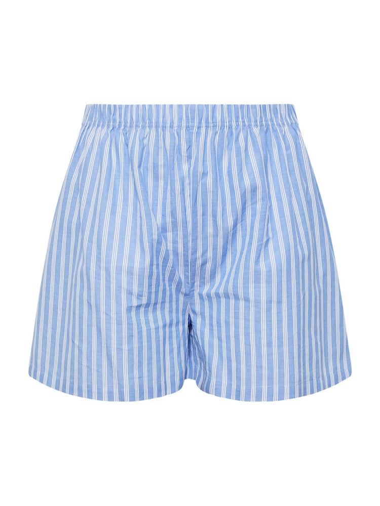 Yours Curve Blue Woven Stripe 100% Cotton Shorts - Image 6 of 6