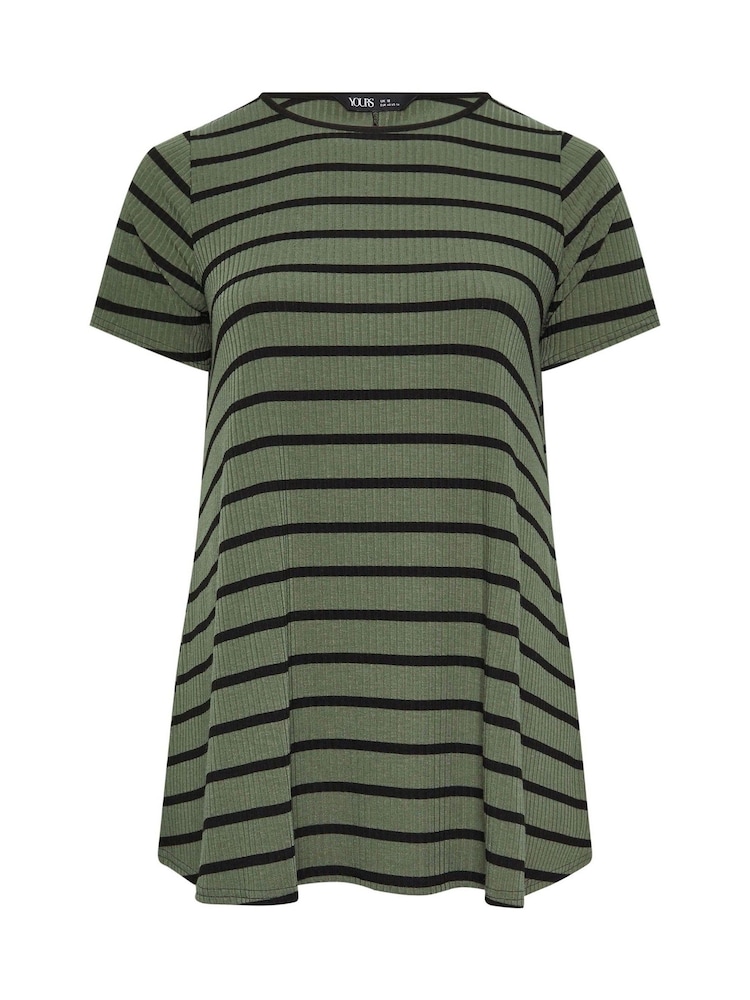 Yours Curve Green Ribbed T-Shirt - Image 5 of 5