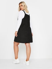 Yours Curve Black Corduroy Pinafore 100% Cotton Dress - Image 3 of 5