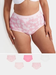 Yours Curve Pink Full Briefs 5 Pack - Image 1 of 8