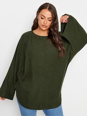 Yours Curve Green Batwing Sleeve Soft Touch Jumper - Image 1 of 6