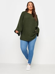 Yours Curve Green Batwing Sleeve Soft Touch Jumper - Image 4 of 6